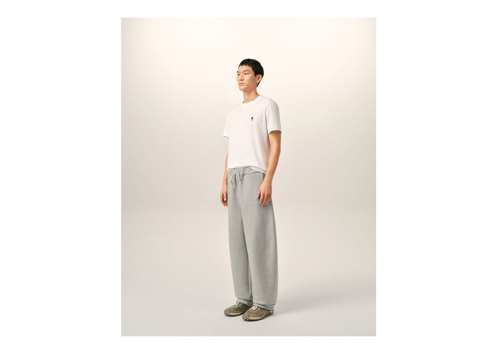 Ami Paris Cotton Track Pants with Heritage Ami Paris Label Heather Ash Grey - görsel 6