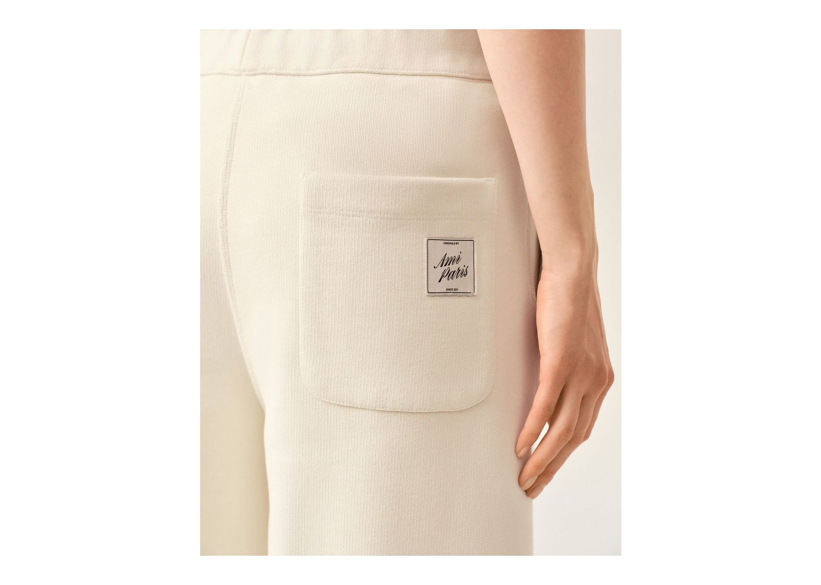 Ami Paris Cotton Track Pants with Heritage Ami Paris Label Ivory - görsel 11