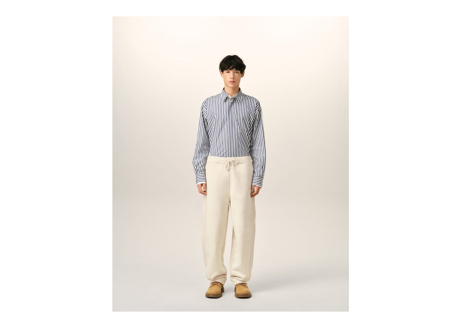 Ami Paris Cotton Track Pants with Heritage Ami Paris Label Ivory - görsel 2