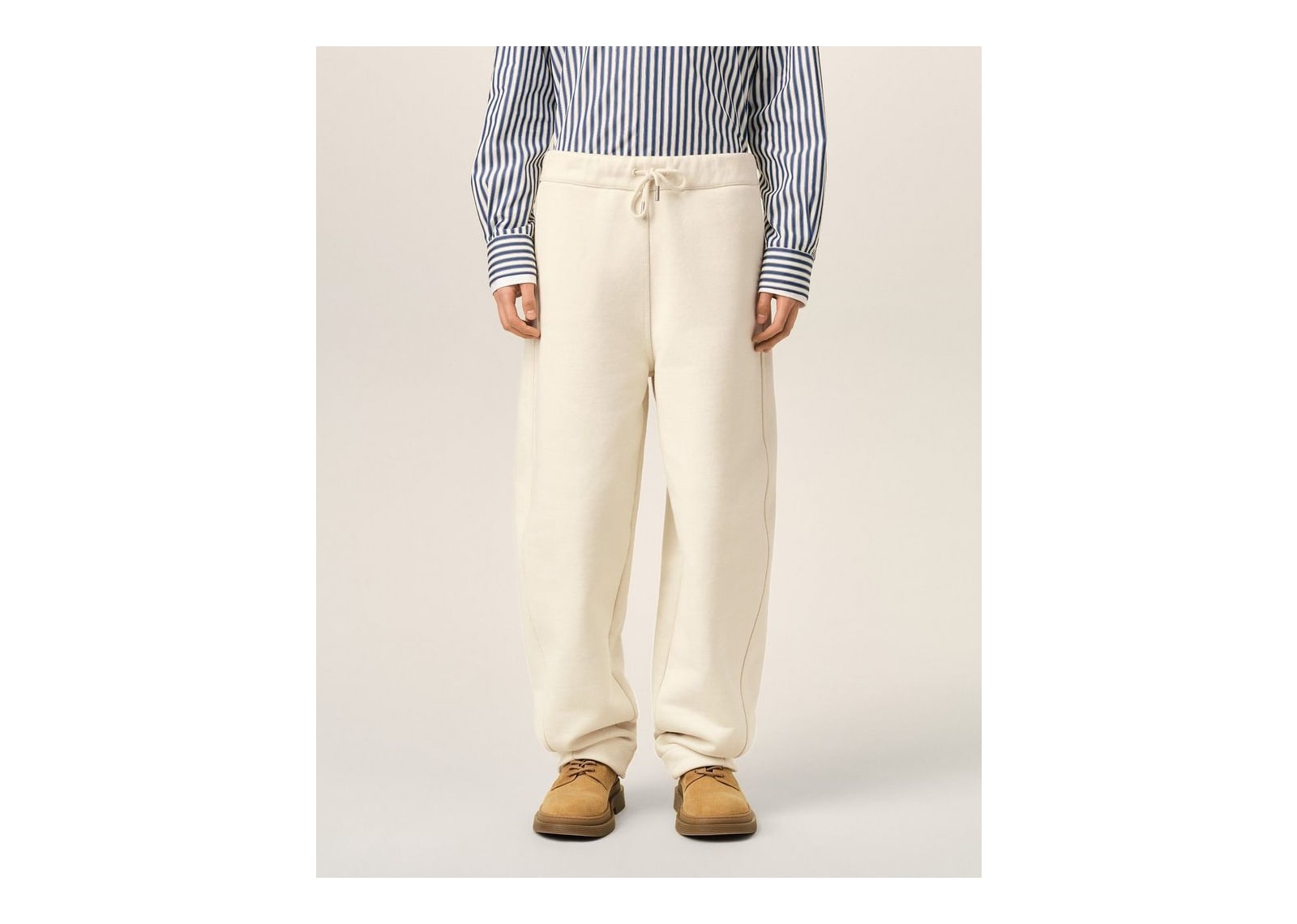 Ami Paris Cotton Track Pants with Heritage Ami Paris Label Ivory - görsel 3