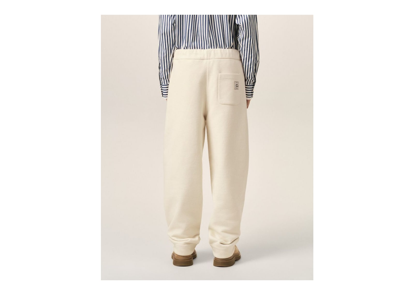 Ami Paris Cotton Track Pants with Heritage Ami Paris Label Ivory - görsel 4