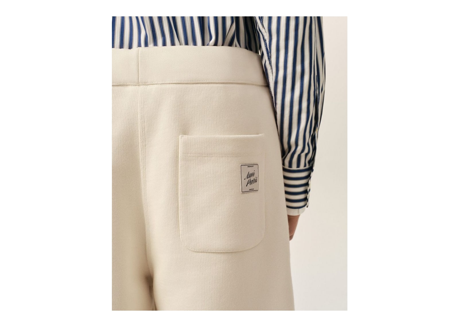 Ami Paris Cotton Track Pants with Heritage Ami Paris Label Ivory - görsel 5