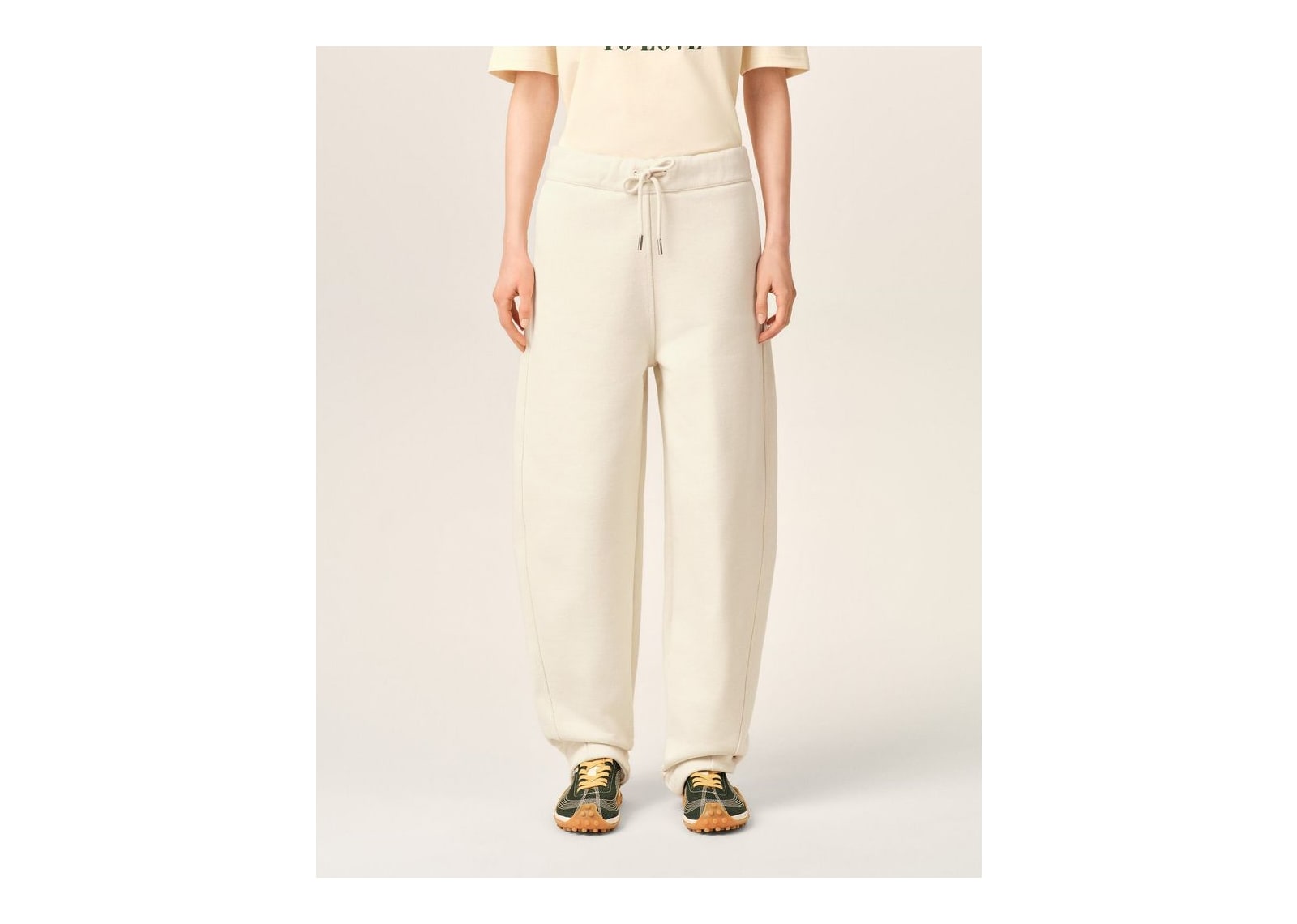 Ami Paris Cotton Track Pants with Heritage Ami Paris Label Ivory - görsel 9