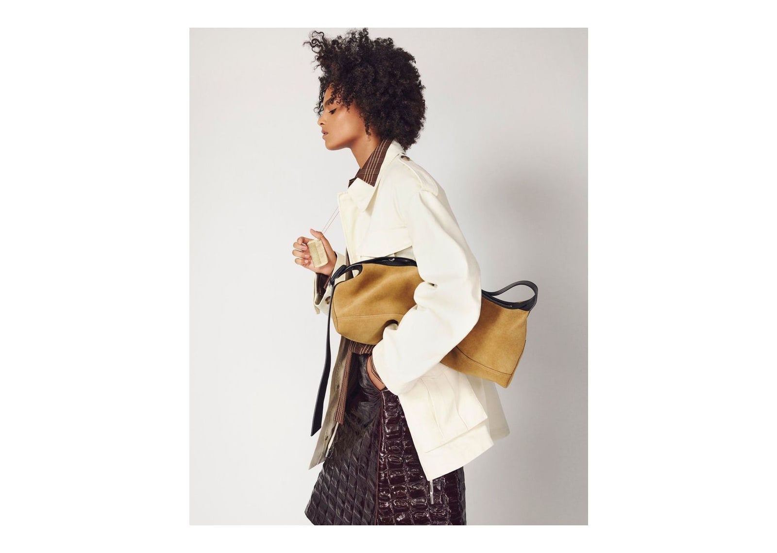Ami Paris Cotton Utility Parka Jacket Ivory - görsel 14