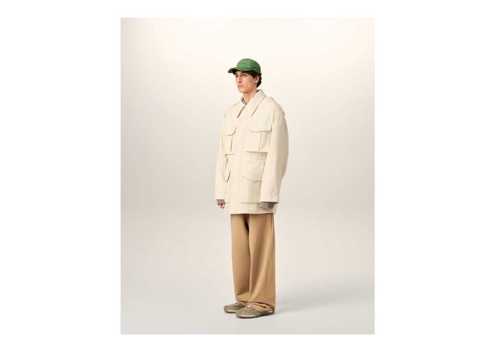 Ami Paris Cotton Utility Parka Jacket Ivory - görsel 6