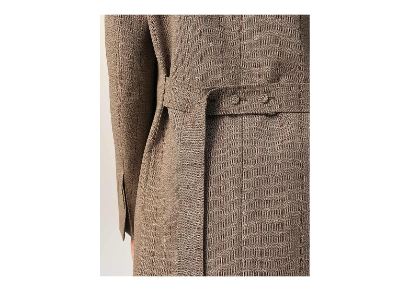 Ami Paris Double Breasted Striped Wool Blazer Chocolate Brown/Ruby Red - görsel 4