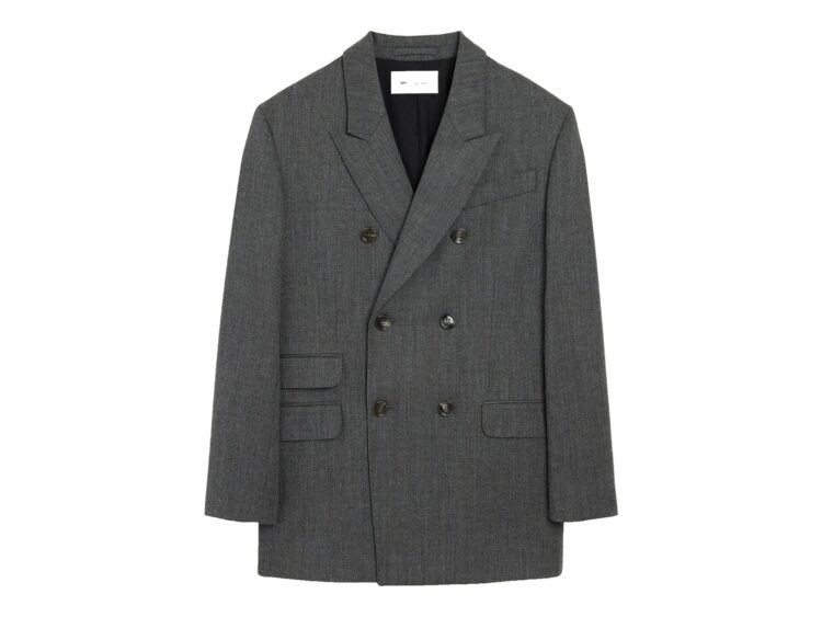 Ami Paris Double Breasted Wool Blazer Carbon Grey