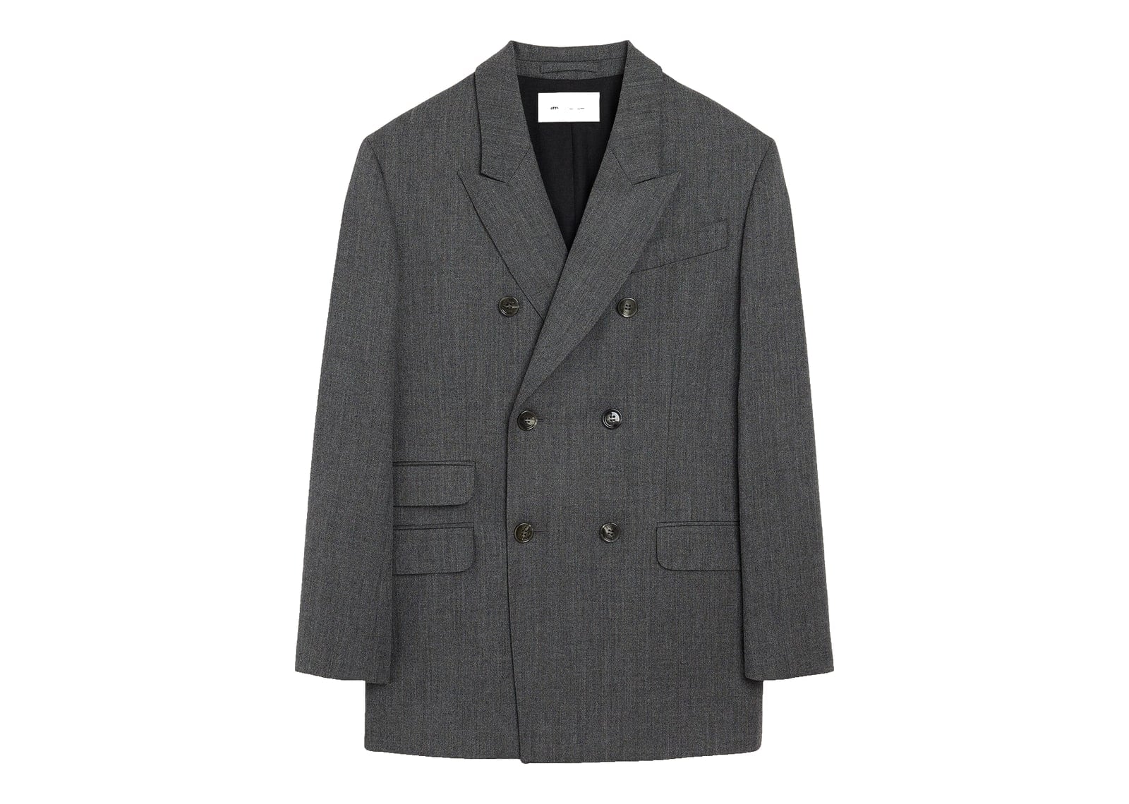 Ami Paris Double Breasted Wool Blazer Carbon Grey