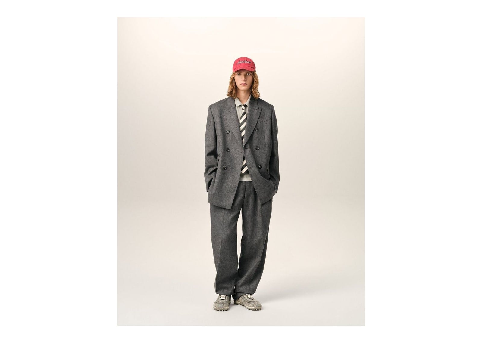Ami Paris Double Breasted Wool Blazer Carbon Grey - görsel 2