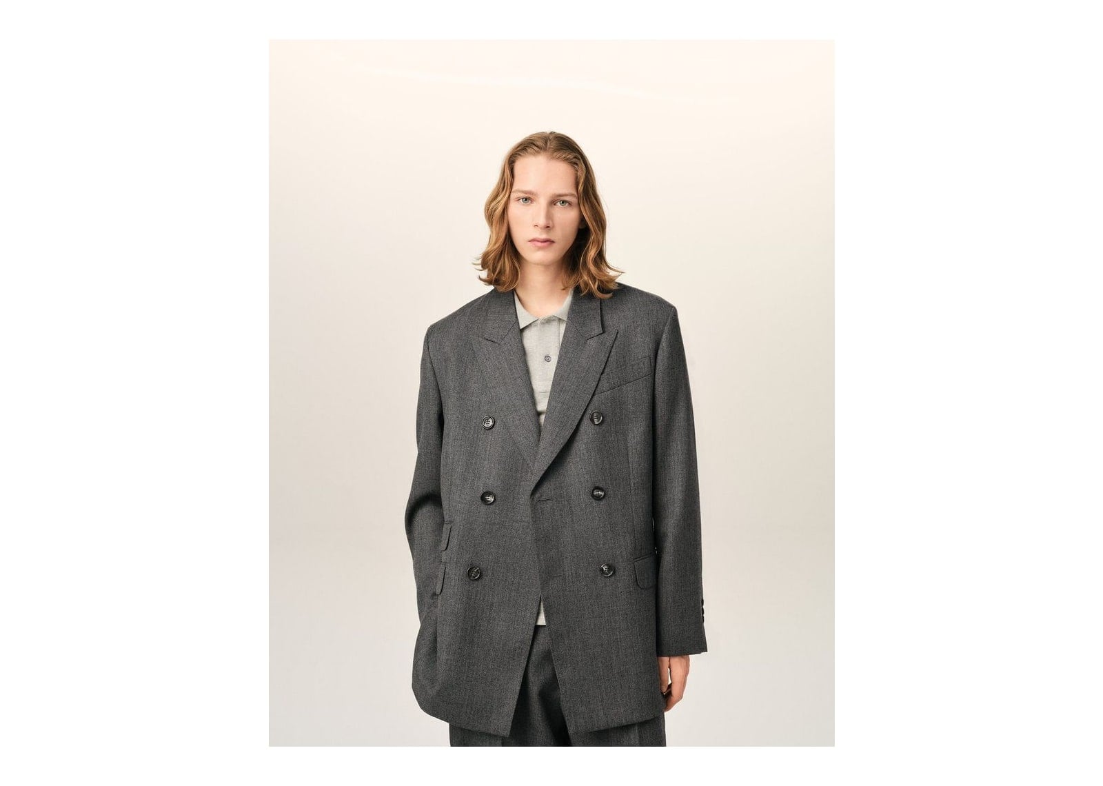 Ami Paris Double Breasted Wool Blazer Carbon Grey - görsel 3