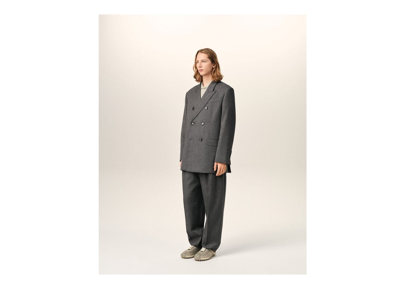 Ami Paris Double Breasted Wool Blazer Carbon Grey - görsel 6