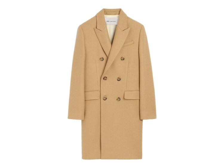 Ami Paris Double Breasted Wool Coat Mastic Beige