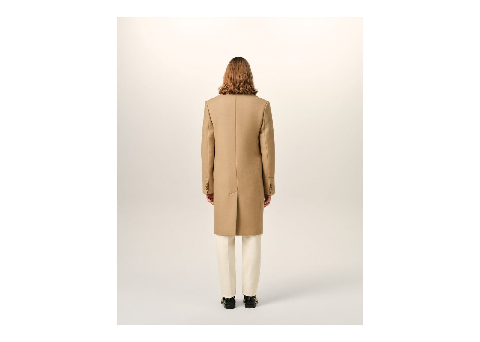 Ami Paris Double Breasted Wool Coat Mastic Beige - görsel 5