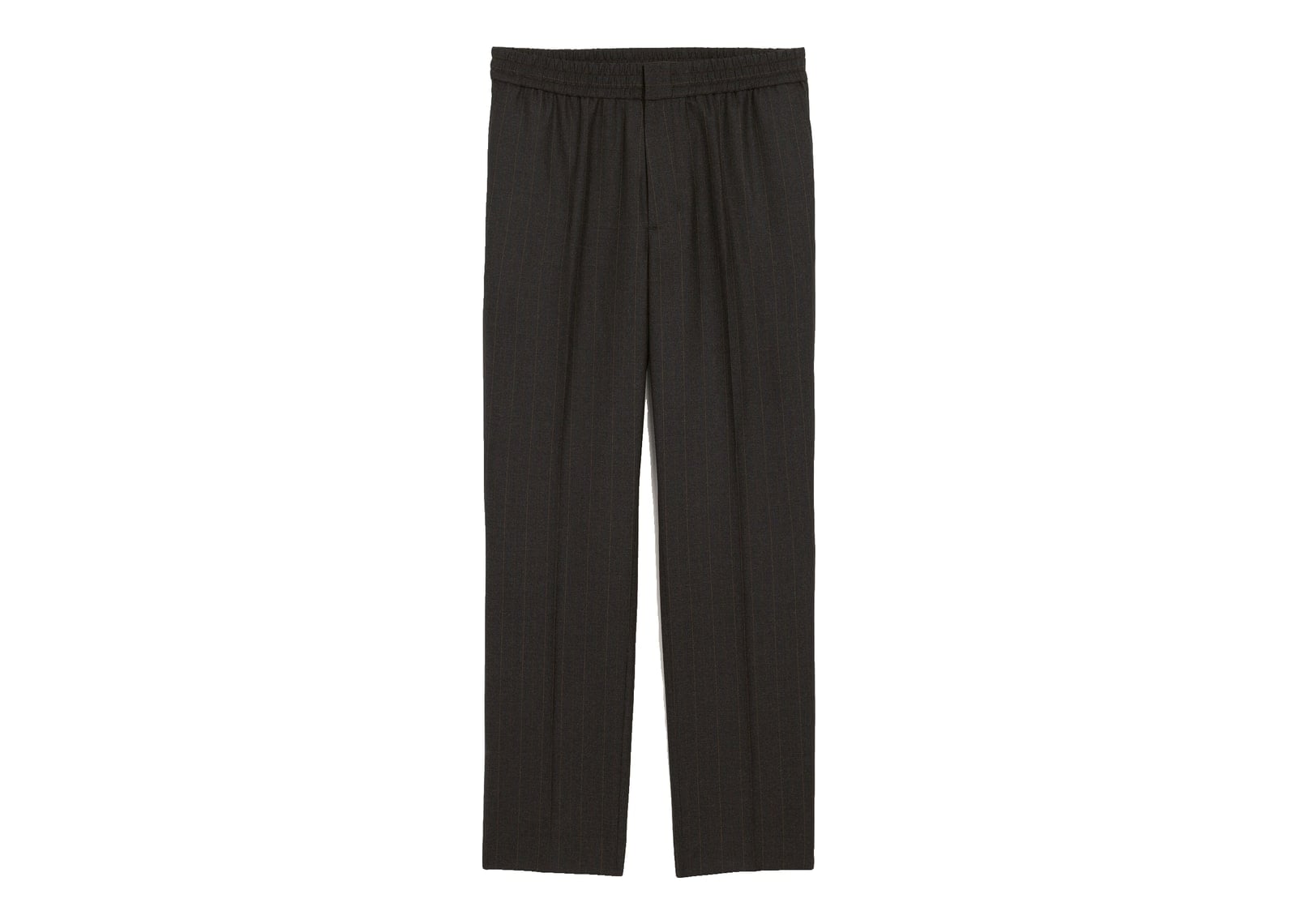 Ami Paris Elasticated-Waist Striped Wool Trousers Carbon Grey/Chocolate Brown