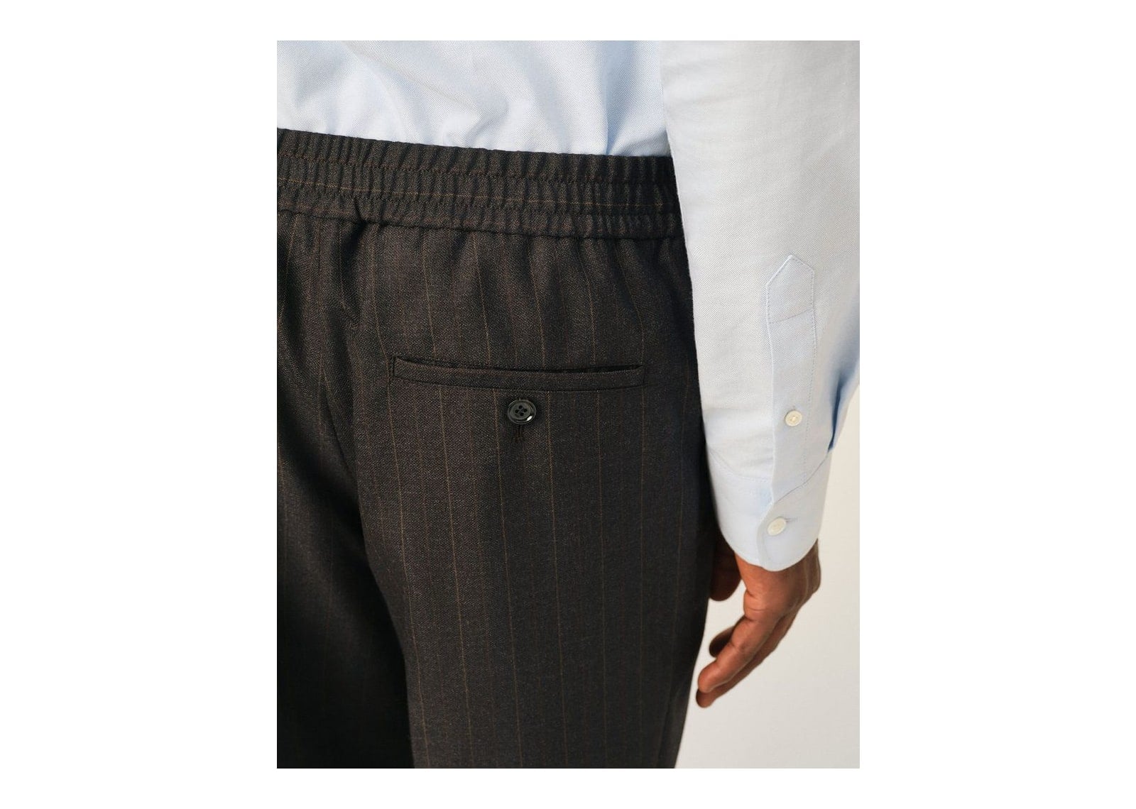 Ami Paris Elasticated-Waist Striped Wool Trousers Carbon Grey/Chocolate Brown - görsel 5