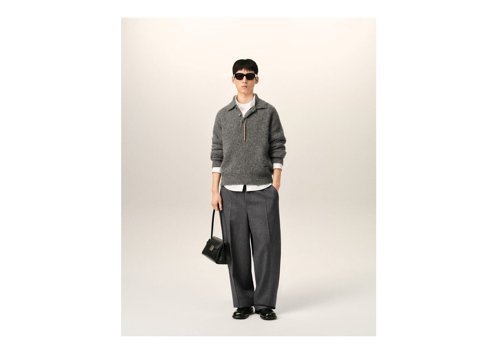 Ami Paris Elasticated-Waist Wool and Satin Trousers Carbon Grey - görsel 2