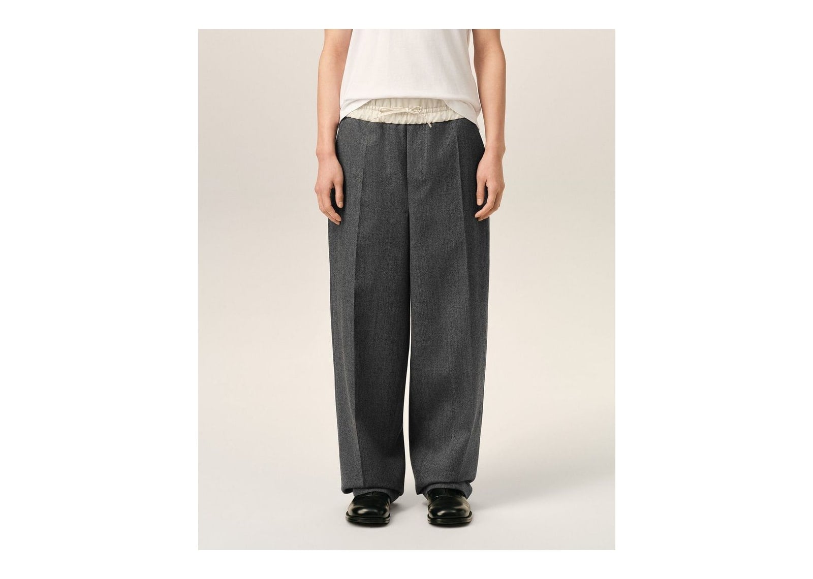 Ami Paris Elasticated-Waist Wool and Satin Trousers Carbon Grey - görsel 3