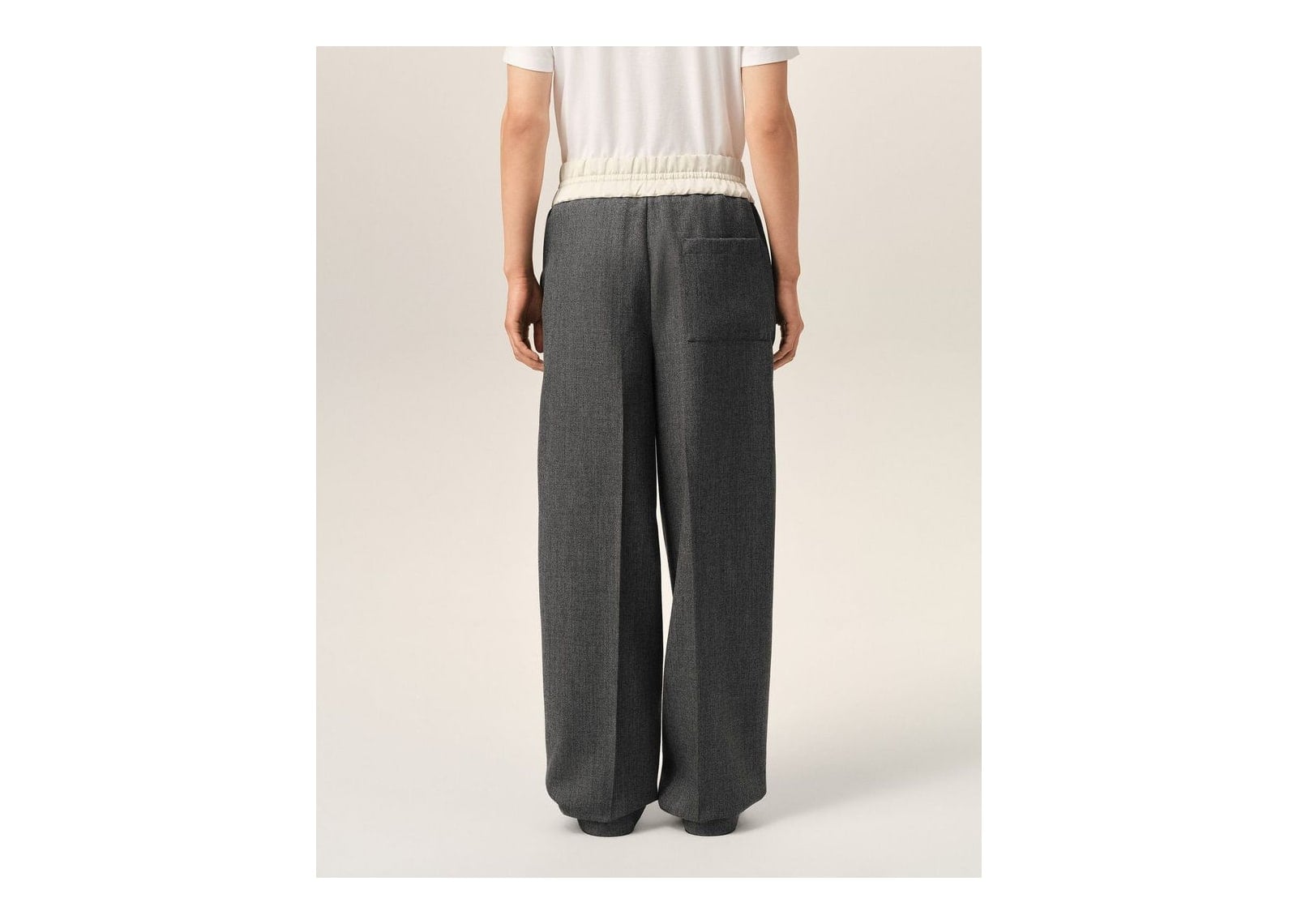 Ami Paris Elasticated-Waist Wool and Satin Trousers Carbon Grey - görsel 4