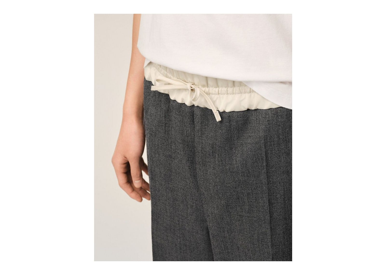 Ami Paris Elasticated-Waist Wool and Satin Trousers Carbon Grey - görsel 5