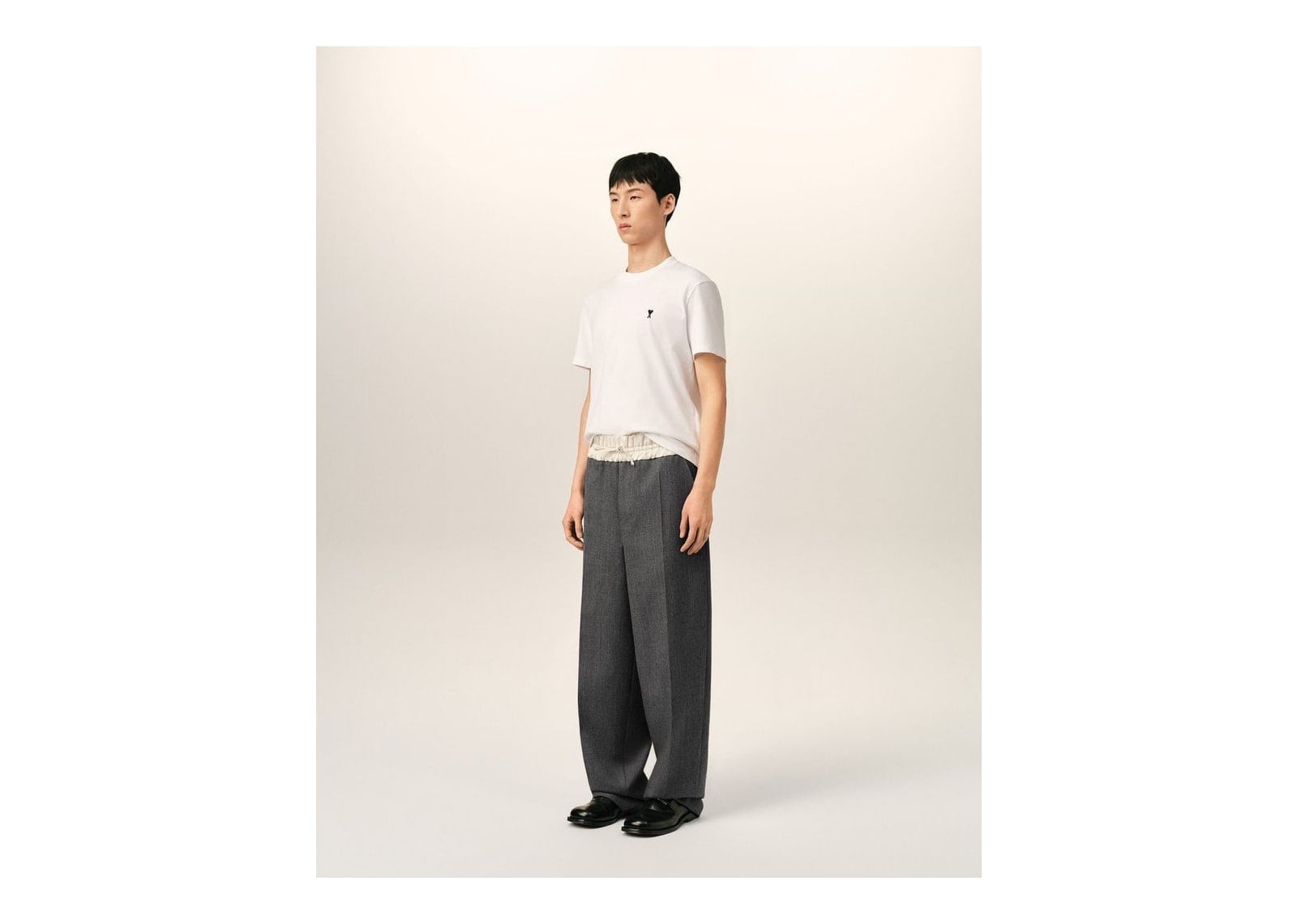 Ami Paris Elasticated-Waist Wool and Satin Trousers Carbon Grey - görsel 6