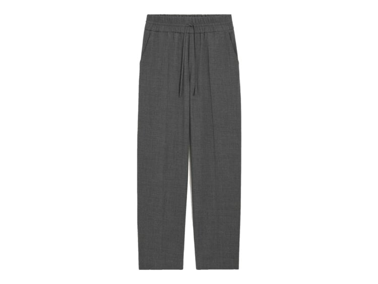 Ami Paris Elasticated-Waist Wool Trousers Relaxed-Fit Carbon Grey