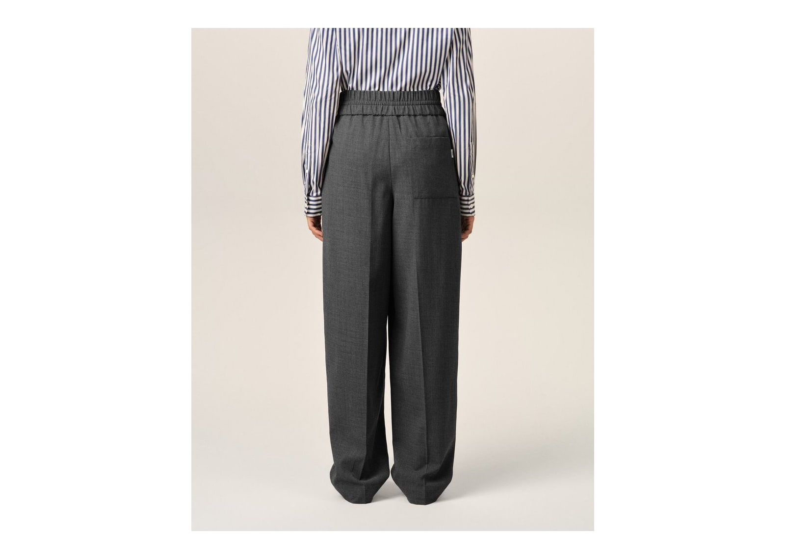 Ami Paris Elasticated-Waist Wool Trousers Relaxed-Fit Carbon Grey - görsel 11