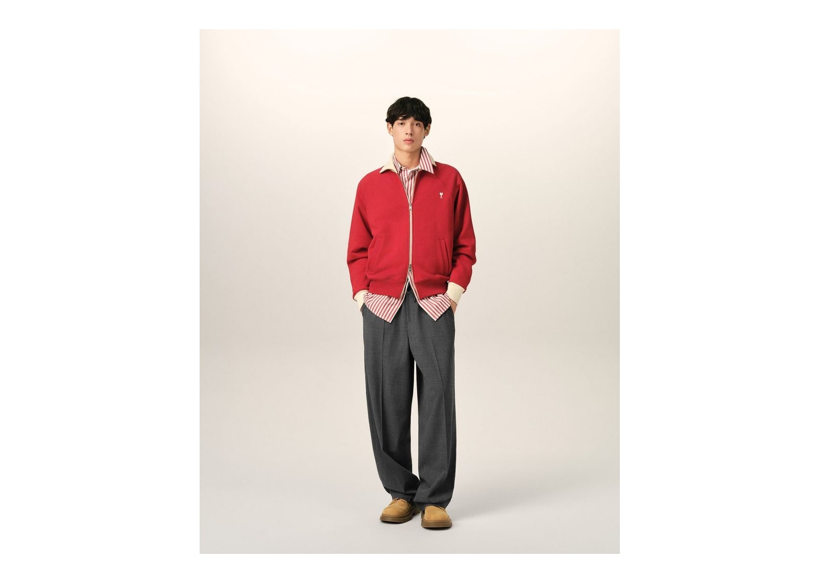 Ami Paris Elasticated-Waist Wool Trousers Relaxed-Fit Carbon Grey - görsel 2