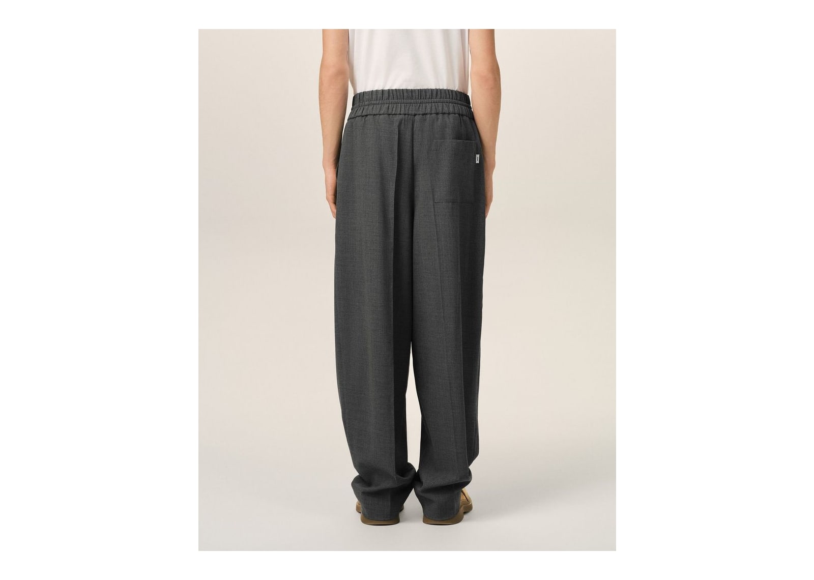 Ami Paris Elasticated-Waist Wool Trousers Relaxed-Fit Carbon Grey - görsel 4