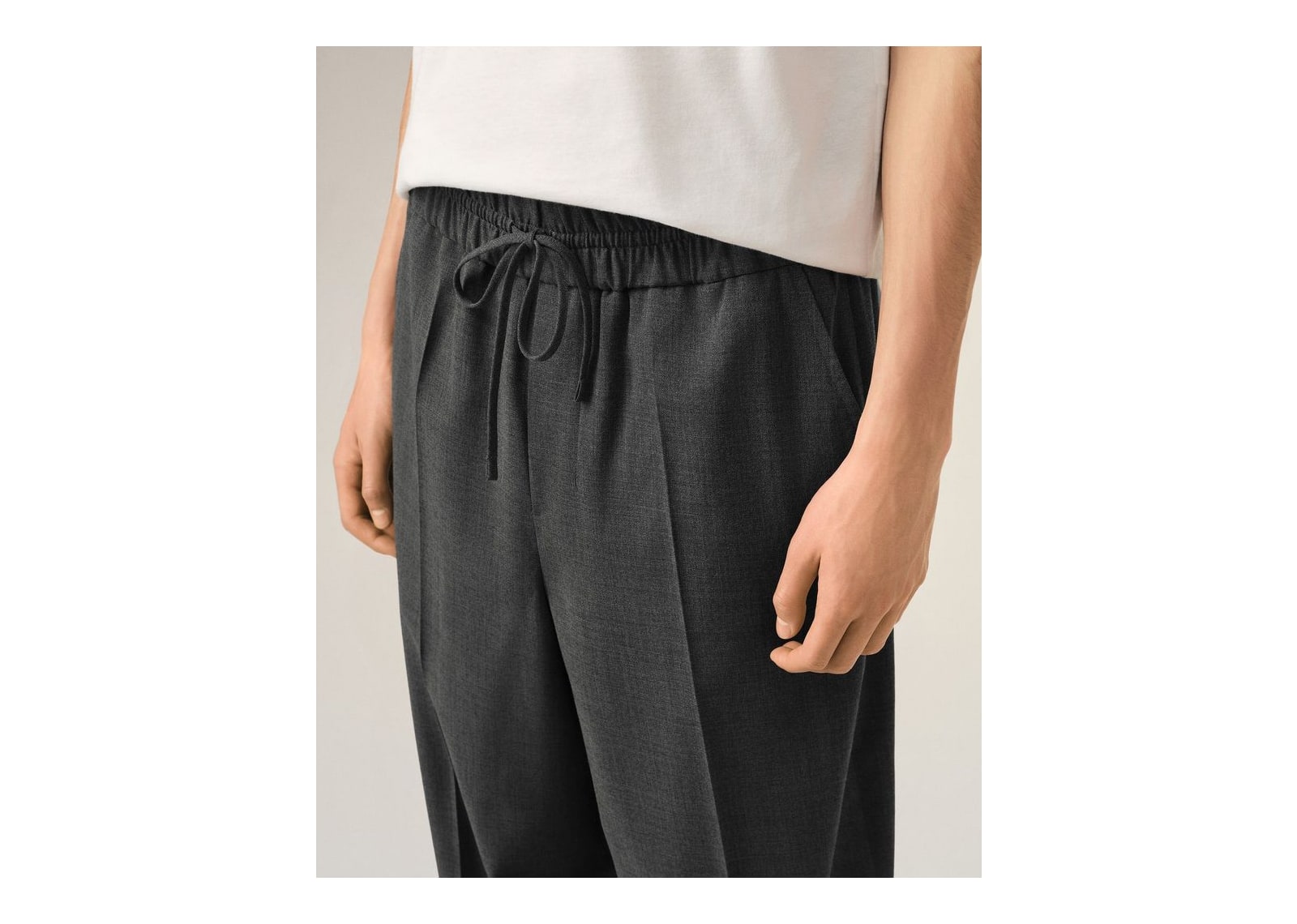 Ami Paris Elasticated-Waist Wool Trousers Relaxed-Fit Carbon Grey - görsel 5