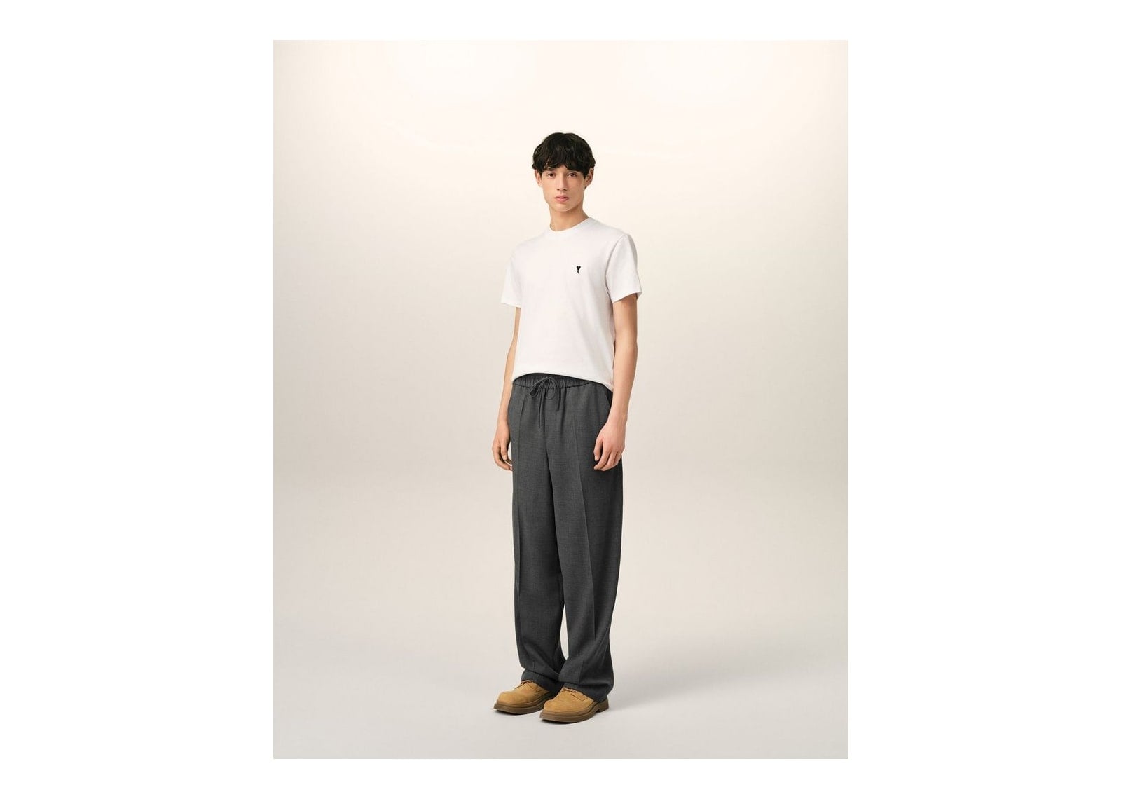 Ami Paris Elasticated-Waist Wool Trousers Relaxed-Fit Carbon Grey - görsel 6