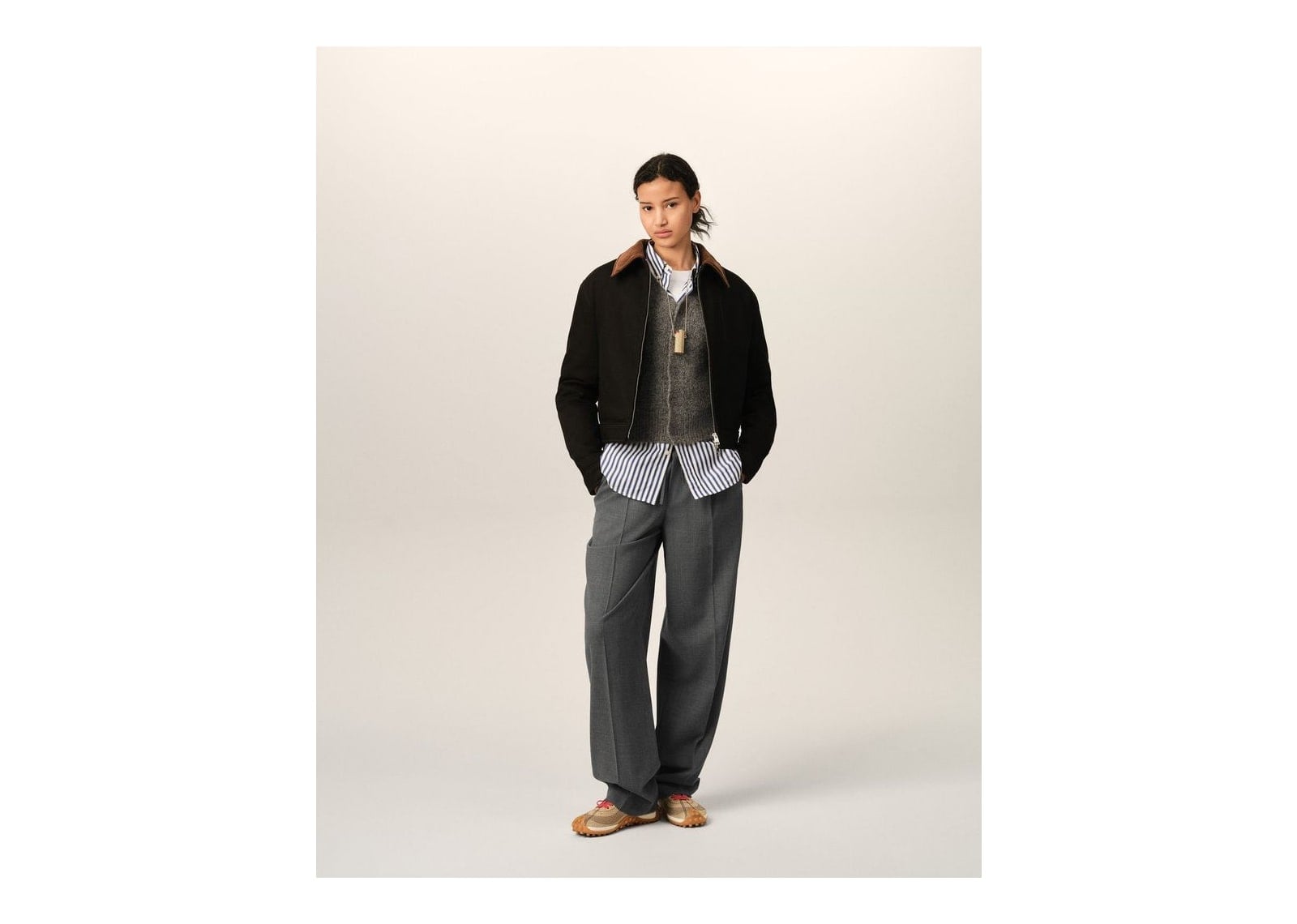 Ami Paris Elasticated-Waist Wool Trousers Relaxed-Fit Carbon Grey - görsel 9
