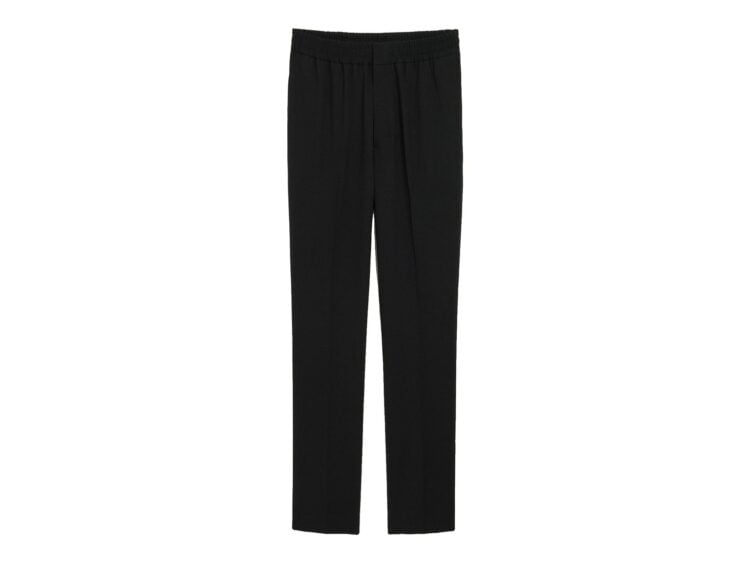 Ami Paris Elasticated-Waist Wool Trousers Straight-Fit Black