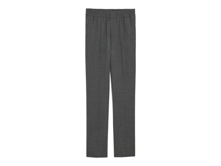 Ami Paris Elasticated-Waist Wool Trousers Straight-Fit Carbon Grey