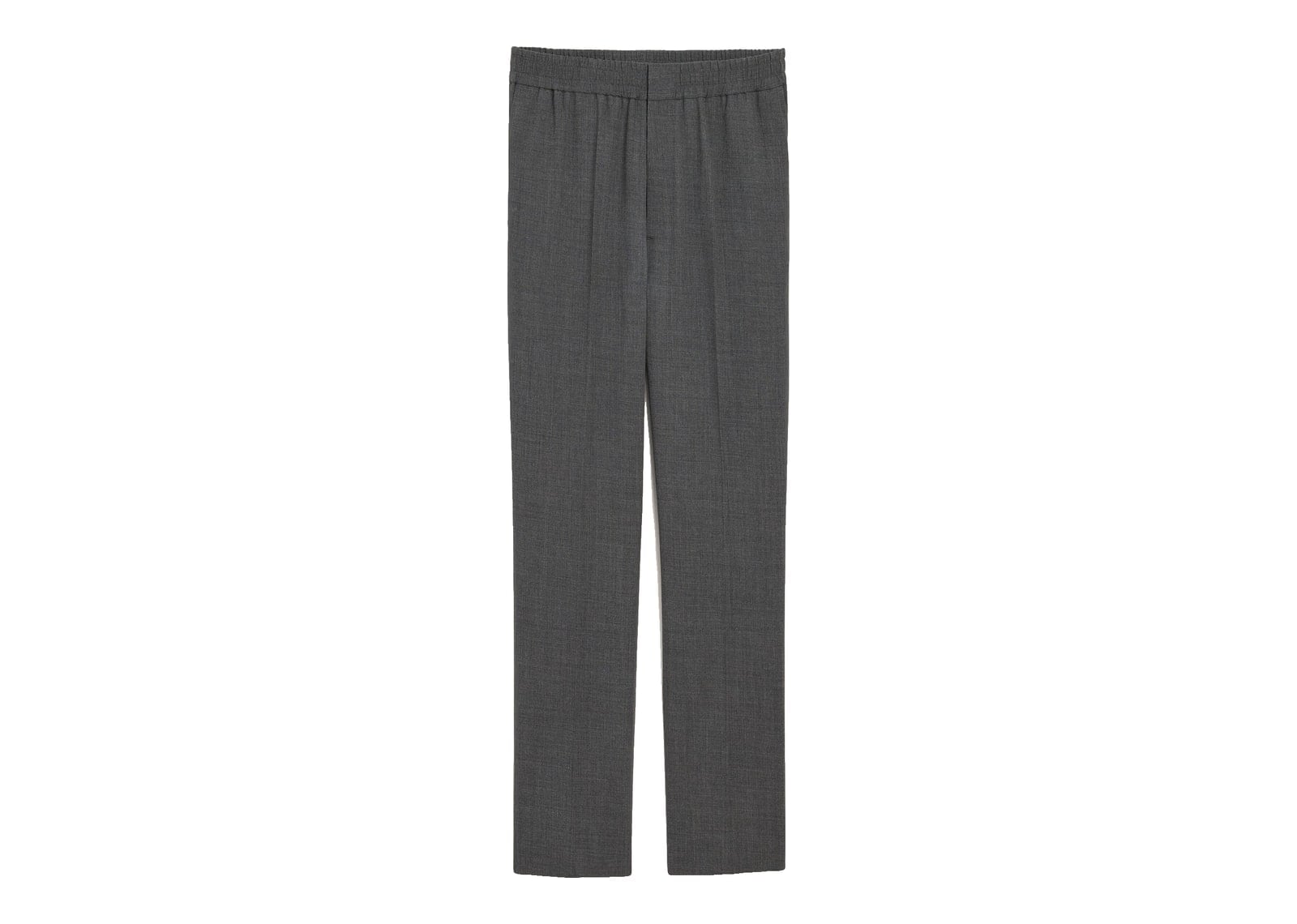 Ami Paris Elasticated-Waist Wool Trousers Straight-Fit Carbon Grey