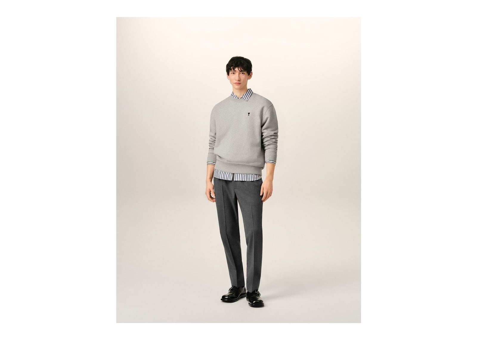Ami Paris Elasticated-Waist Wool Trousers Straight-Fit Carbon Grey - görsel 2