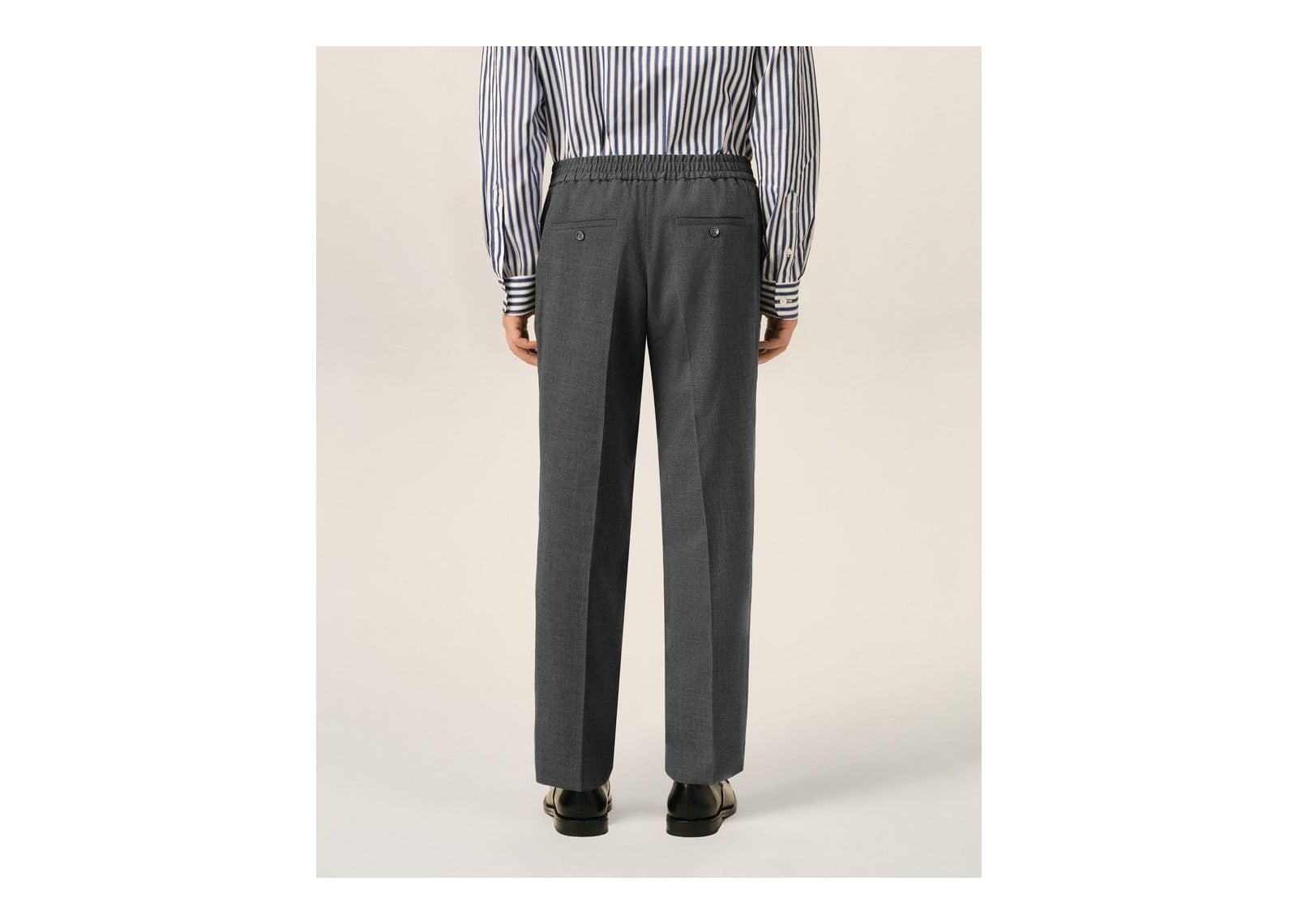 Ami Paris Elasticated-Waist Wool Trousers Straight-Fit Carbon Grey - görsel 4