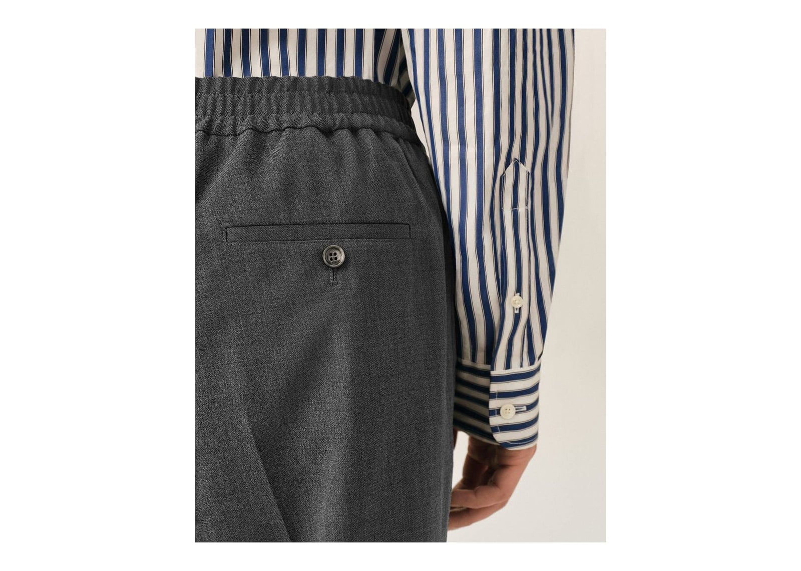 Ami Paris Elasticated-Waist Wool Trousers Straight-Fit Carbon Grey - görsel 5
