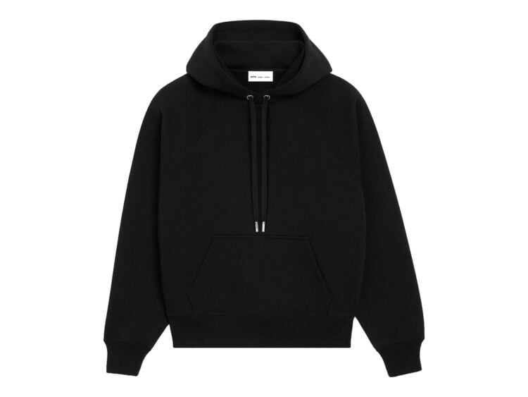 Ami Paris Embossed Ami De Coeur Cotton Hoodie Boxy-Fit Black