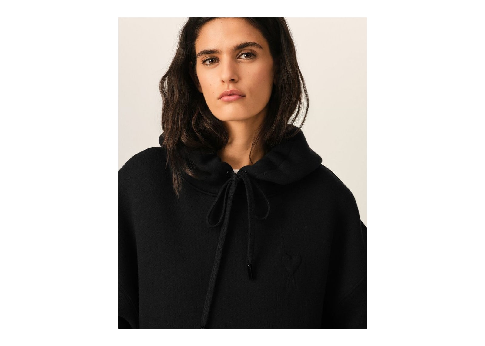 Ami Paris Embossed Ami De Coeur Cotton Hoodie Cosy-Fit Black - görsel 10