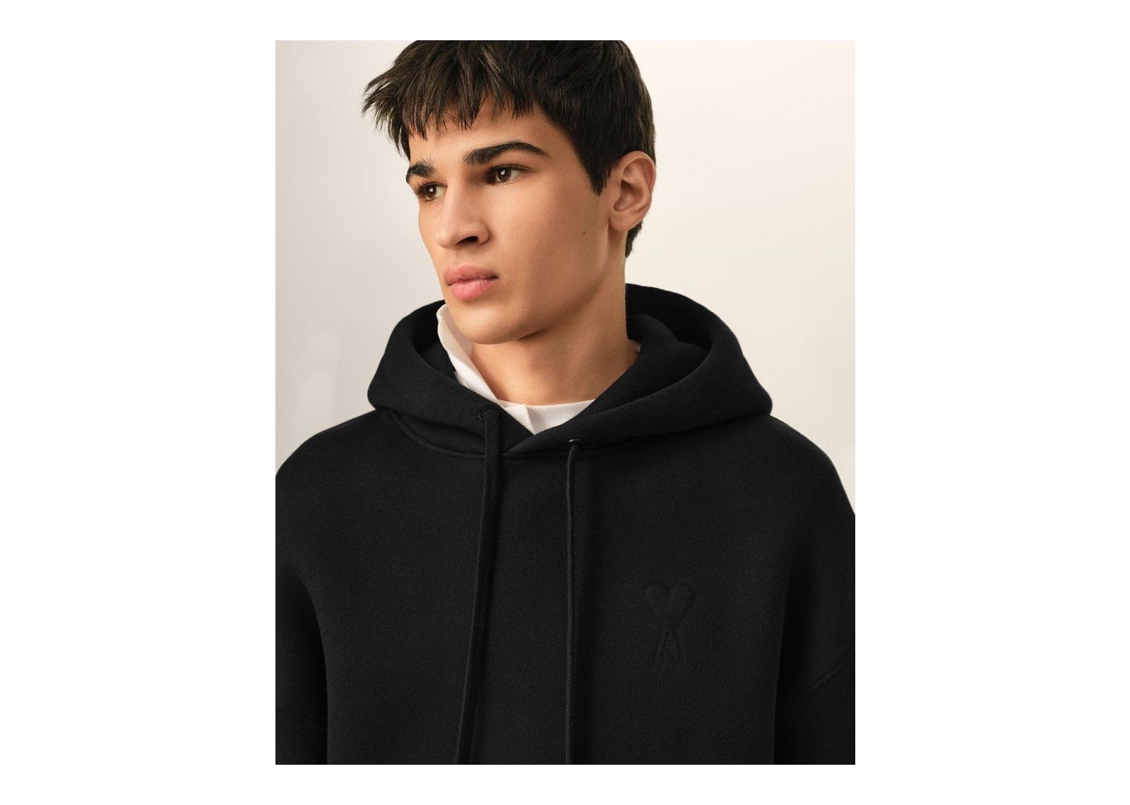 Ami Paris Embossed Ami De Coeur Cotton Hoodie Cosy-Fit Black - görsel 4