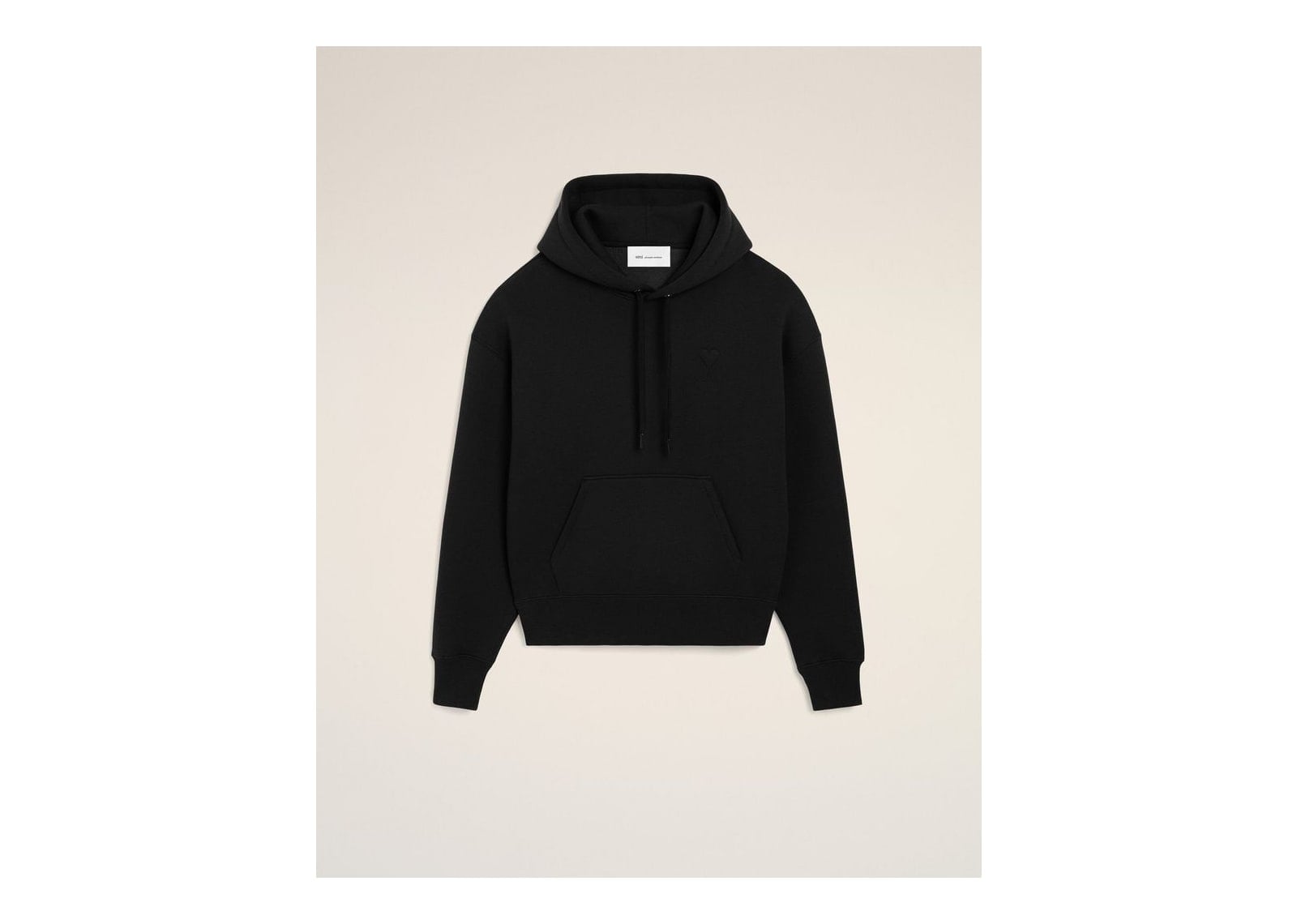 Ami Paris Embossed Ami De Coeur Cotton Hoodie Cosy-Fit Black - görsel 7