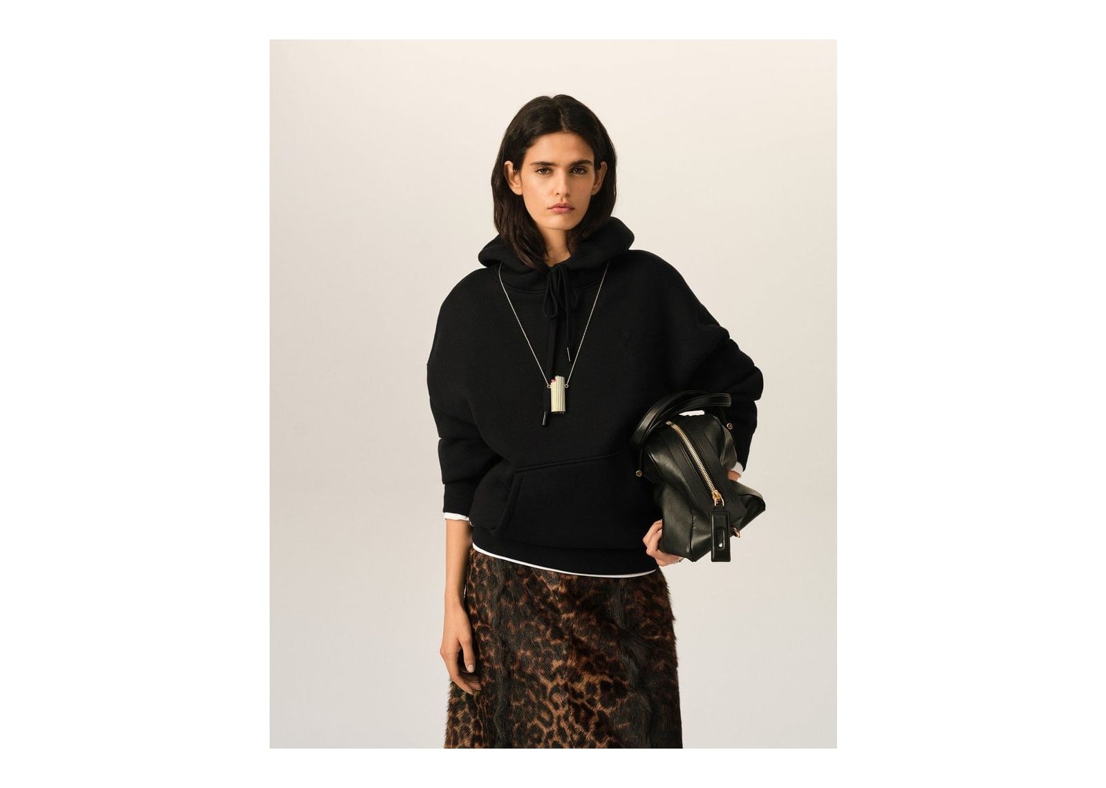Ami Paris Embossed Ami De Coeur Cotton Hoodie Cosy-Fit Black - görsel 8