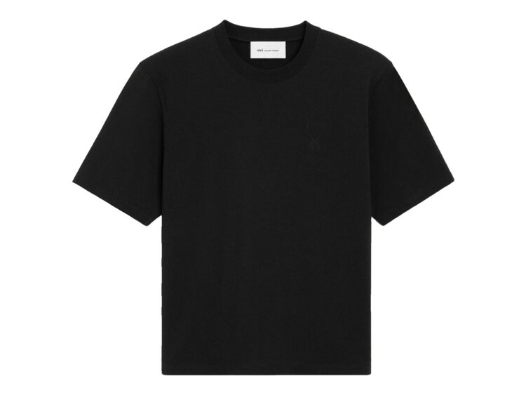 Ami Paris Embossed Ami De Coeur Cotton T-Shirt Black