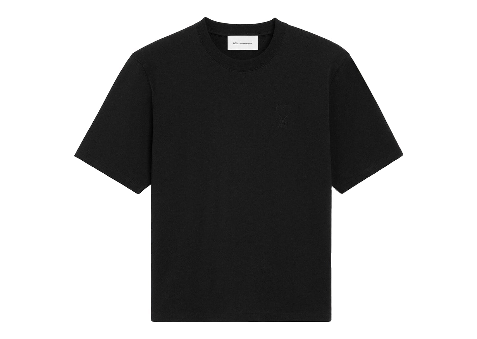 Ami Paris Embossed Ami De Coeur Cotton T-Shirt Black