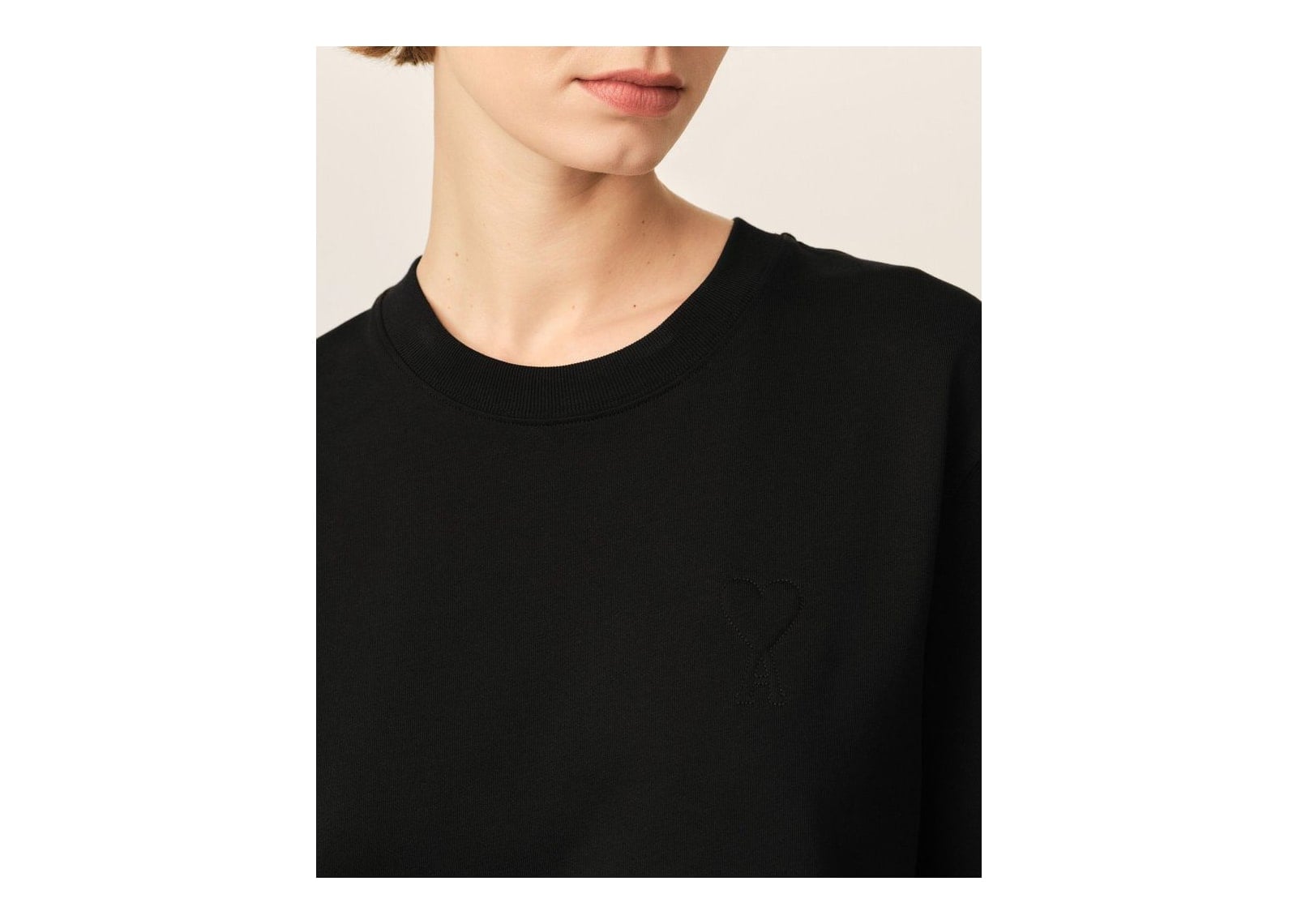 Ami Paris Embossed Ami De Coeur Cotton T-Shirt Black - görsel 10