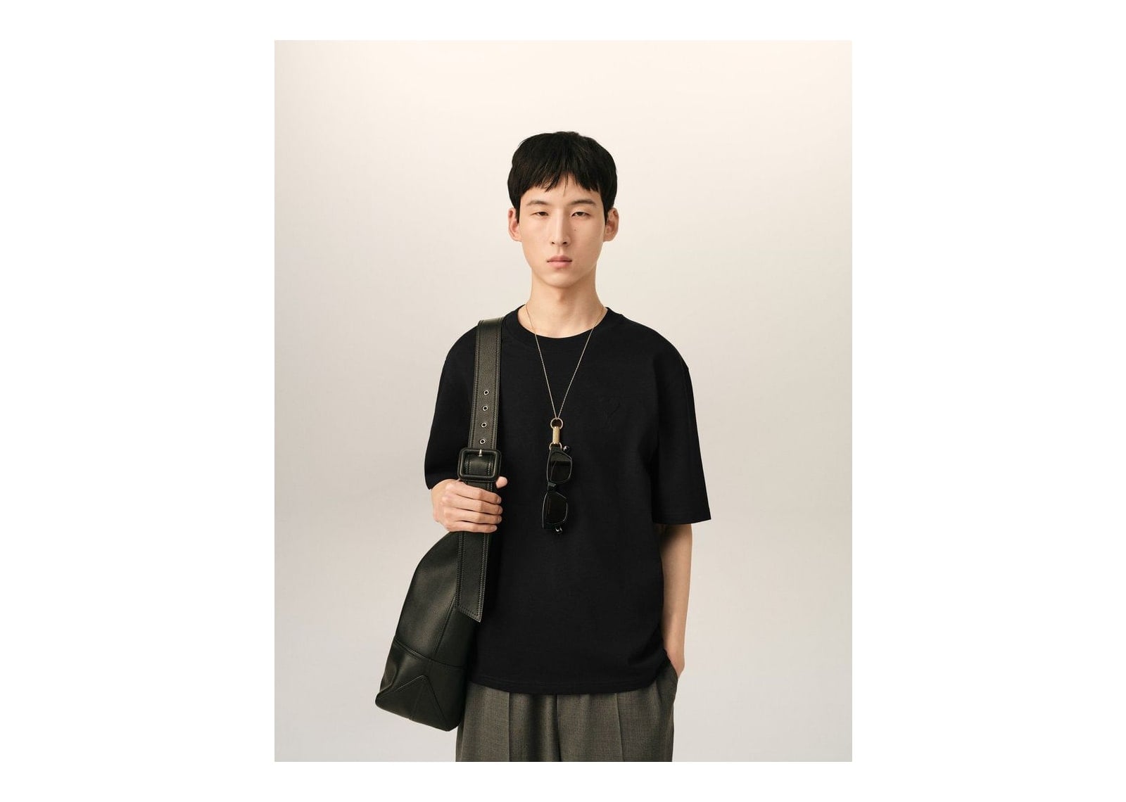 Ami Paris Embossed Ami De Coeur Cotton T-Shirt Black - görsel 2