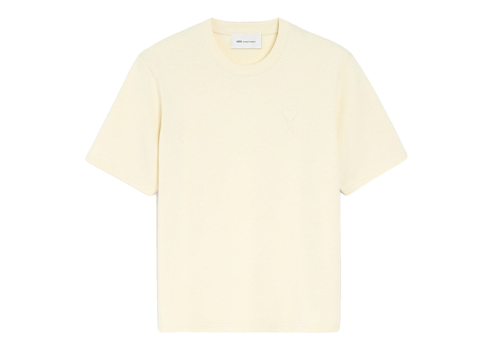 Ami Paris Embossed Ami De Coeur Cotton T-Shirt Ivory