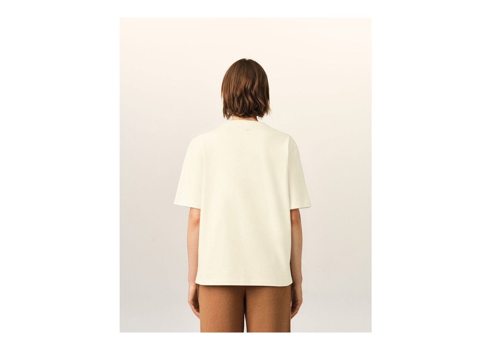 Ami Paris Embossed Ami De Coeur Cotton T-Shirt Ivory - görsel 11