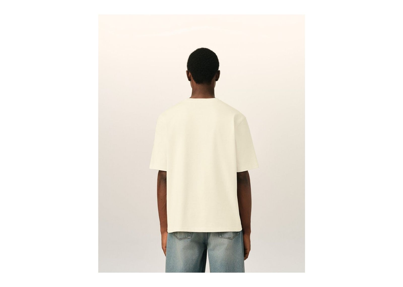 Ami Paris Embossed Ami De Coeur Cotton T-Shirt Ivory - görsel 5