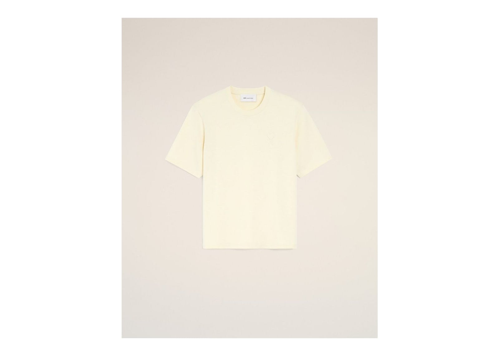 Ami Paris Embossed Ami De Coeur Cotton T-Shirt Ivory - görsel 7